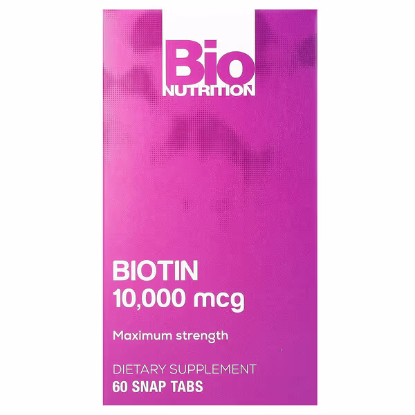 Bio Nutrition, Biotin, Maximum Strength, 10,000 mcg, 60 Snap Tabs