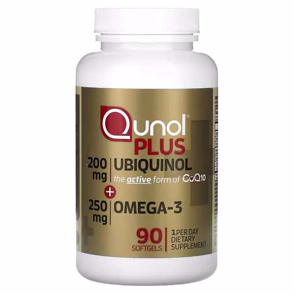 Qunol, Plus Ubiquinol + Omega-3, 200 mg + 250 mg, 90 Softgels