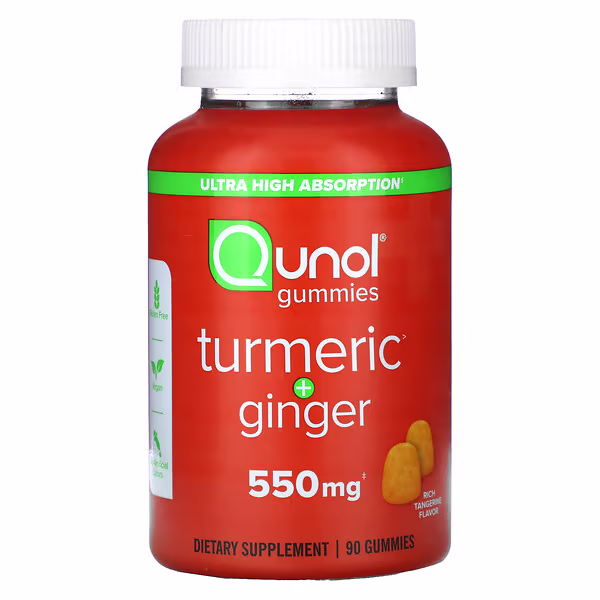 Qunol, Turmeric + Ginger, Rich Tangerine, 90 Gummies (275 mg per Gummy)