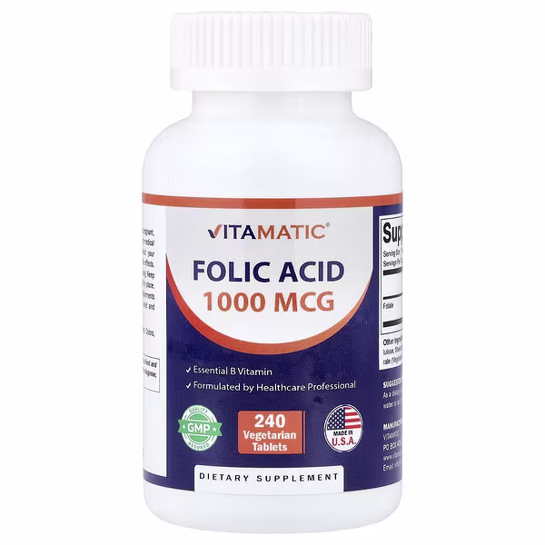 Vitamatic, Folic Acid, 240 Vegetarian Tablets (1,667 mcg per Tablet)