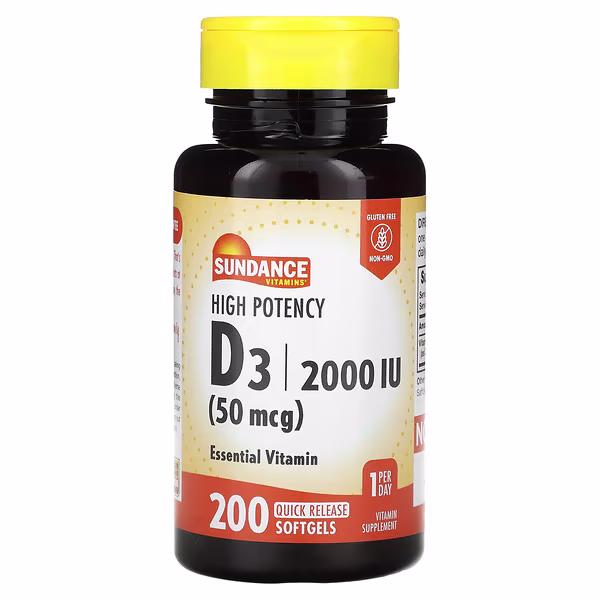 Sundance Vitamins, High Potency D3, 50 mcg (2,000 IU), 200 Quick Release Softgels