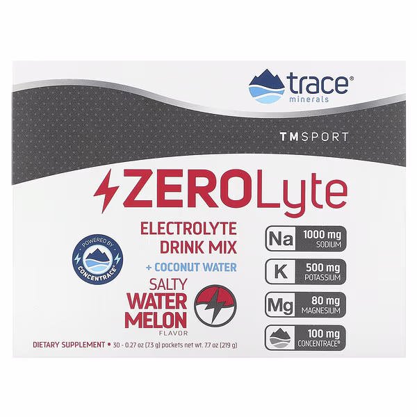 Trace, TM Sport, ZEROLyte, Electrolyte Drink Mix, Salty Watermelon, 30 Packets, 0.27 oz (7.3 g) Each