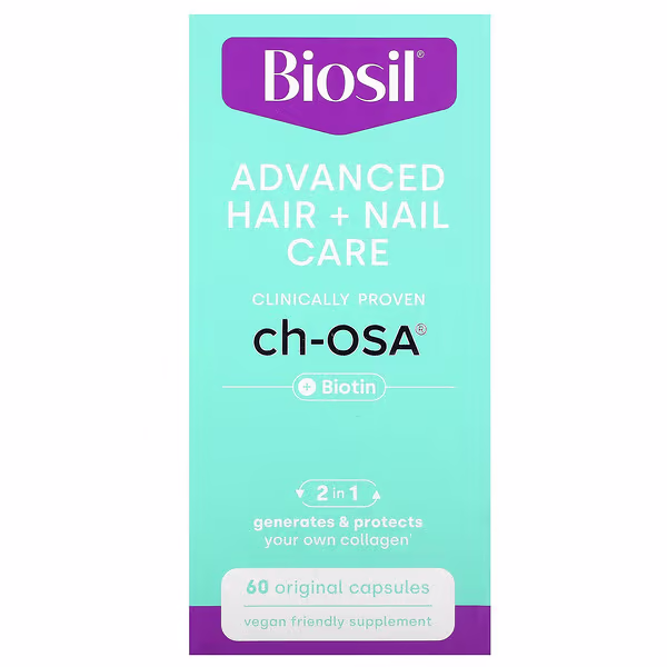 Biosil, Advanced Hair + Nail Care + Biotin, 60 Original Capsules