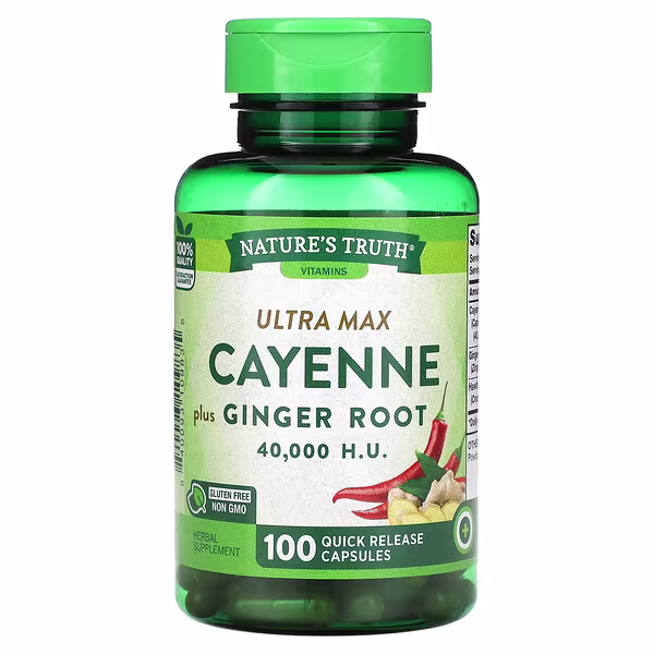Nature's Truth, Vitamins, Ultra Max Cayenne Plus Ginger Root, 100 Quick Release Capsules