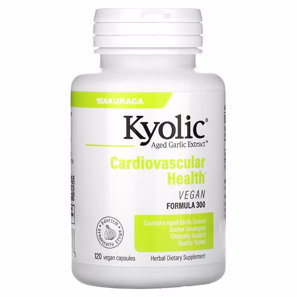 Kyolic, Aged Garlic Extract, Cardiovascular Health, Vegan Formula 300, 120 Vegan Capsules (300 mg per Capsule)