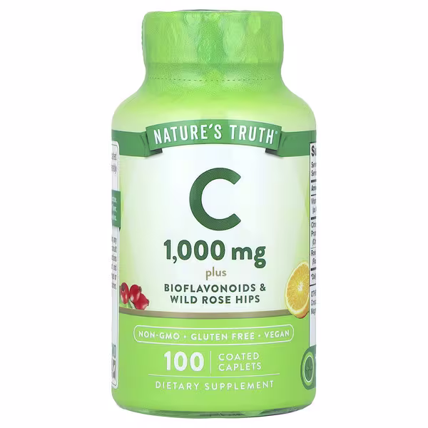Nature's Truth, Vitamin C Plus Bioflavonoids & Wild Rose Hips, 100 Coated Caplets