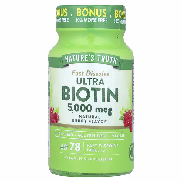 Nature's Truth, Ultra Biotin, Natural Berry, 5,000 mcg, 78 Fast Dissolve Tablets
