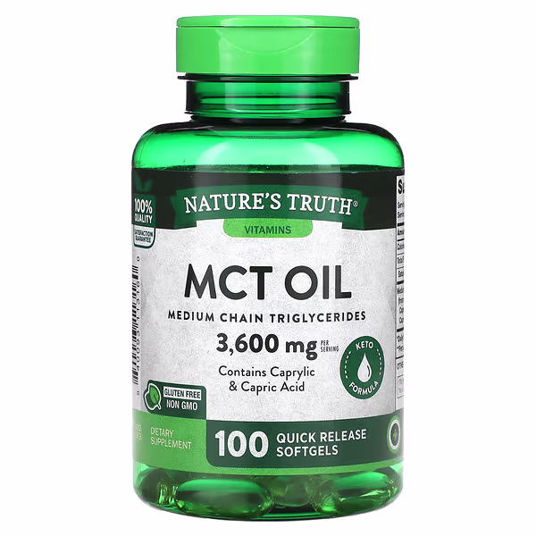 Nature's Truth, Vitamins, MCT Oil, 100 Quick Release Softgels (1,200 mg per Softgel)