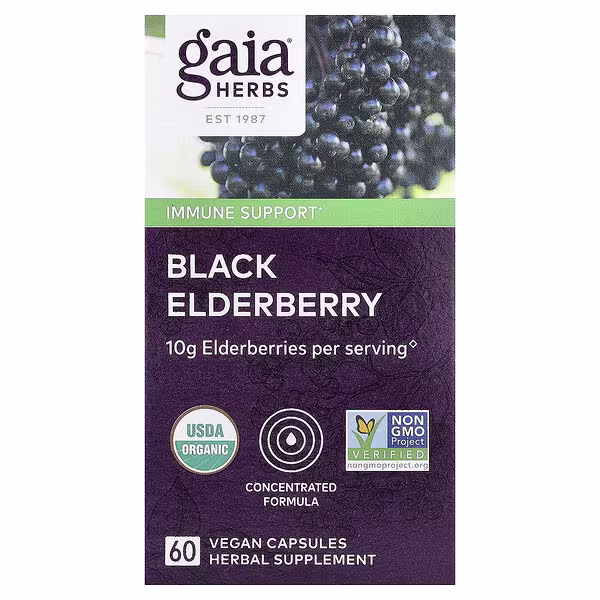 Gaia Herbs, Black Elderberry, 60 Vegan Capsules