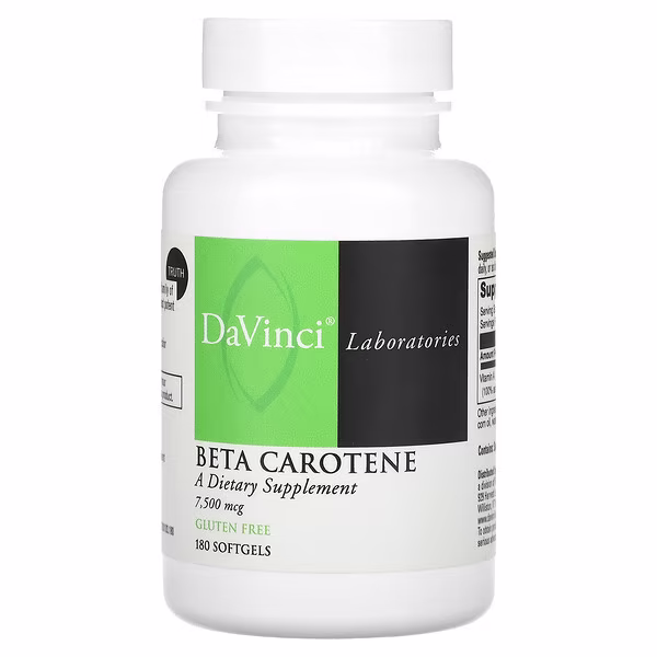 DaVinci Laboratories, Beta Carotene, 7,500 mcg, 180 Softgels