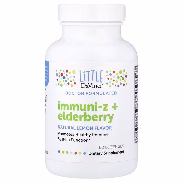 Little DaVinci, Immuni-Z + Elderberry, Natural Lemon, 60 Lozenges