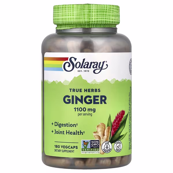 Solaray, True Herbs, Ginger, 180 VegCaps (550 mg per Capsule)