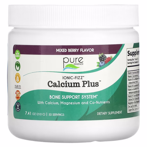 Pure Essence, Ionic-Fizz, Calcium Plus, Mixed Berry, 7.41 oz (210 g)