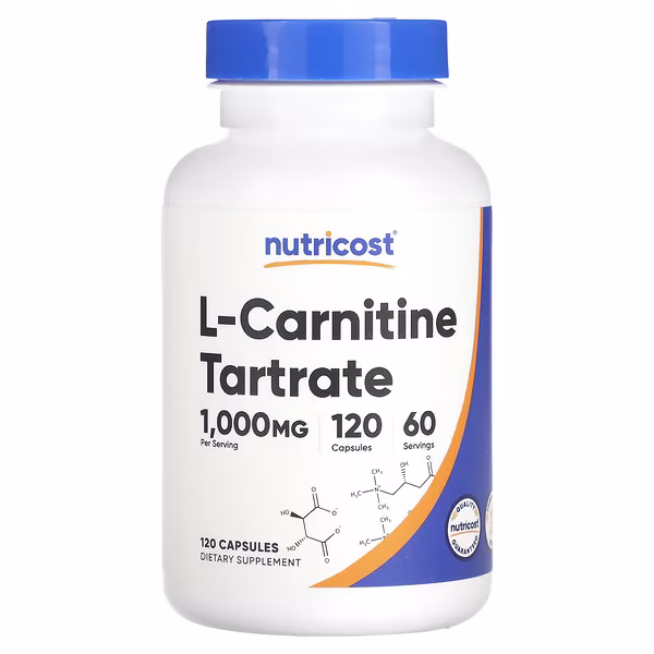 Nutricost, L-Carnitine Tartrate, 120 Capsules (500 mg per Capsule)