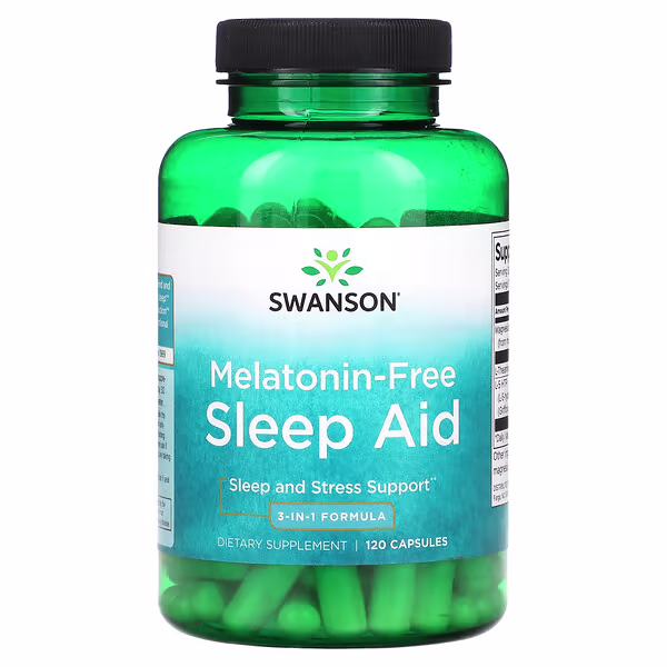 Swanson, Melatonin-Free Sleep Aid, 3-In-1 Formula , 120 Capsules