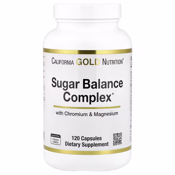 California Gold Nutrition, Sugar Balance Complex with Chromium, Gymnema Sylvestre, Gingko Biloba and Milk Thistle, 120 Capsules