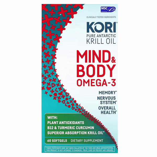 Kori, Pure Atlantic Krill Oil, Mind & Body Omega-3, 60 Softgels