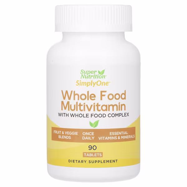 Super Nutrition, SimplyOne®, Whole Food Multivitamin with Vitamin A, C, Minerals, and Enzymes, 90 Tablets