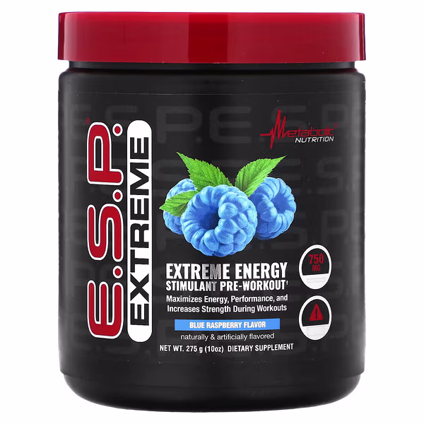 Metabolic Nutrition, E.S.P. Extreme Energy Stimulant Pre-Workout, Blue Raspberry, 10 oz (275 g)
