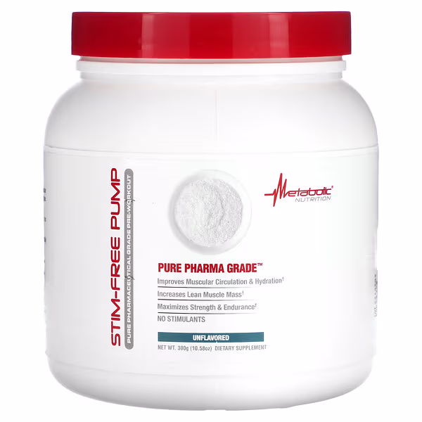 Metabolic Nutrition, Stim-Free Pump, Unflavored, 10.58 oz (300 g)