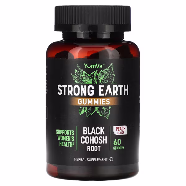 YumVs, Strong Earth Gummies, Black Cohosh Root, Peach, 60 Gummies