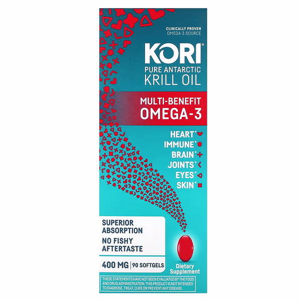 Kori, Pure Antarctic Krill Oil, Multi-Benefit Omega-3, 90 Softgels (400 mg per Softgel)