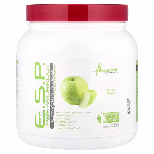 Metabolic Nutrition, E.S.P.® Pre-Workout, Green Apple, 300 g