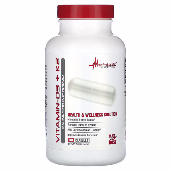 Metabolic Nutrition, Vitamin D3 + K2, 90 Capsules