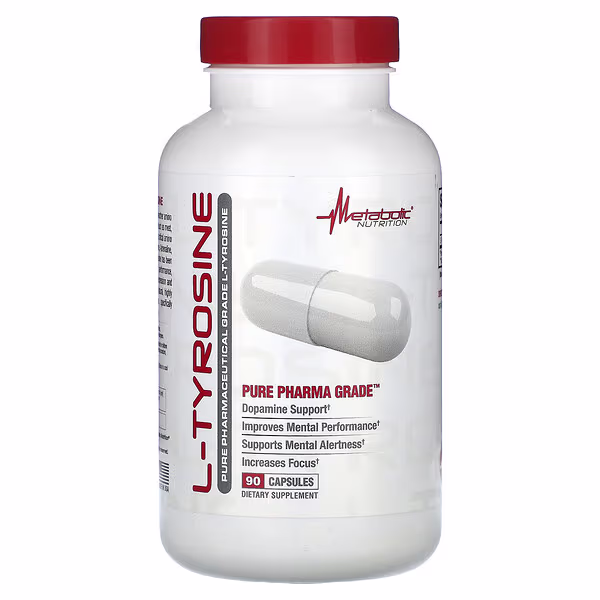 Metabolic Nutrition, L-Tyrosine, Pure Pharma Grade, 500 mg, 90 Capsules