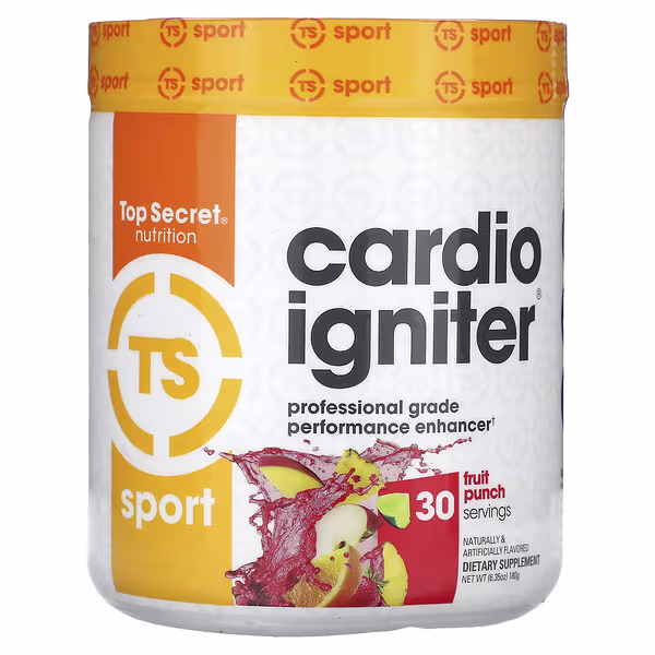 Top Secret Nutrition, Sport, Cardio Igniter, Professional Grade Performance Enhancer, Fruit Punch, 6.35 oz (180 g)