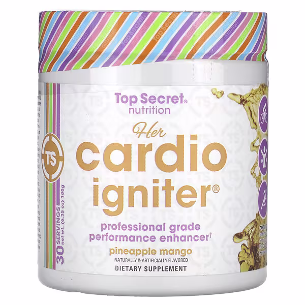 Top Secret Nutrition, Her Cardio Igniter, Professional Grade Performance Enhancer, Pineapple Mango, 6.35 oz (180 g)