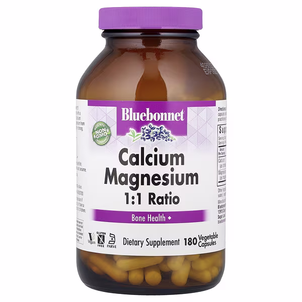 Bluebonnet Nutrition, Calcium Magnesium 1:1 Ratio, 180 Vegetable Capsules