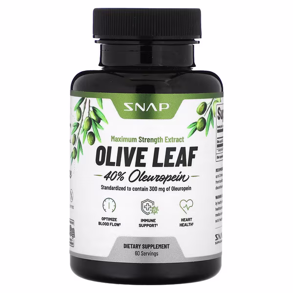 Snap Supplements, Olive Leaf, Maximum Strength, 750 mg, 60 Capsules