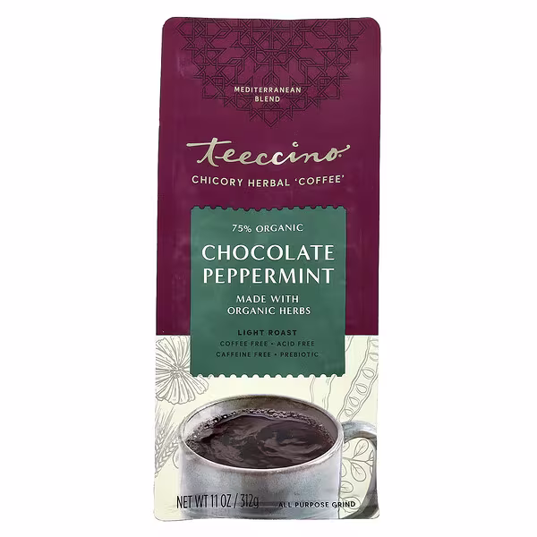 Teeccino, Organic Chicory Herbal 'Coffee', Chocolate Peppermint, Light Roast, Caffeine Free, 11 oz (312 g)