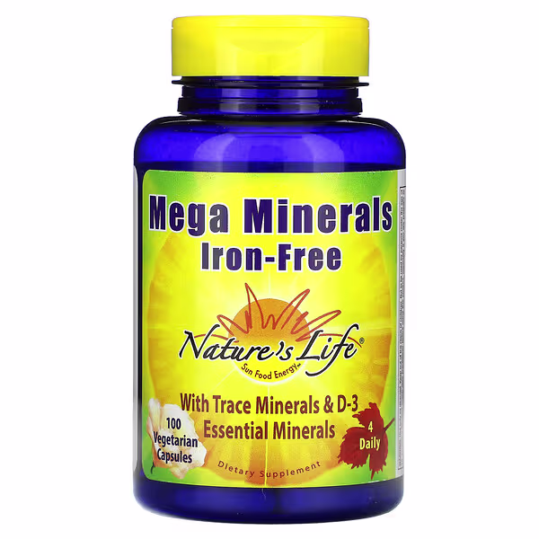 Nature's Life, Mega Minerals, Iron Free, 100 Vegetarian Capsules