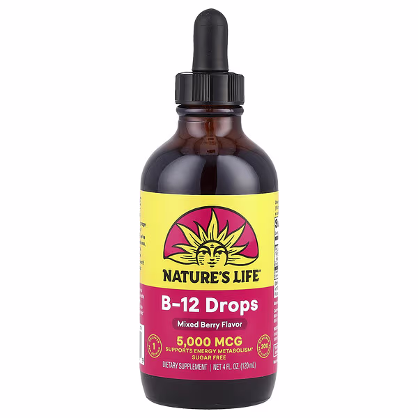 Nature's Life, B-12 Drops, Mixed Berry, 5,000 mcg, 4 fl oz (120 ml)