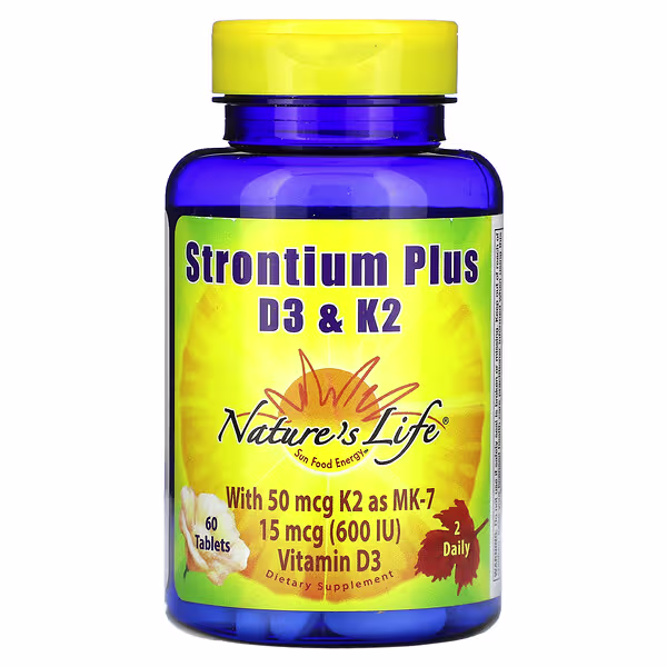 Nature's Life, Strontium Plus D3 &K2, 60 Tablets