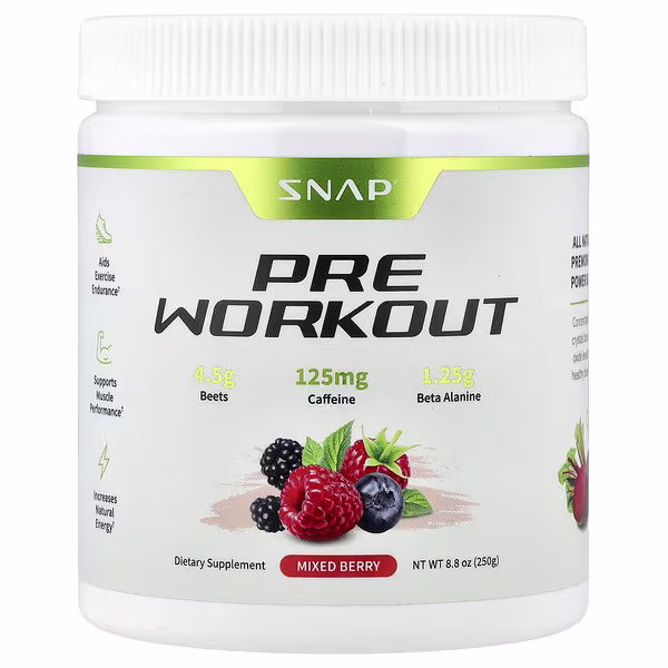 Snap Supplements, Pre Workout, Mixed Berry, 8.8 oz (250 g)
