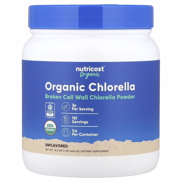 Nutricost, Organic Chlorella Powder, Unflavored , 16.2 oz (454 g)