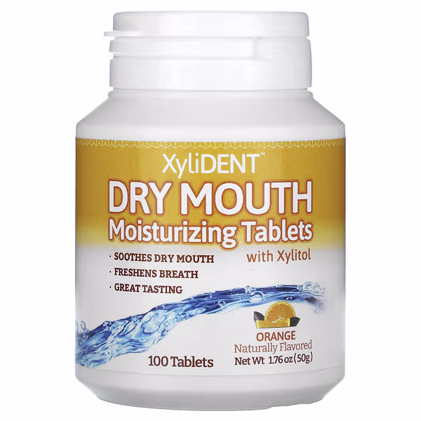 XyliDENT, Dry Mouth Moisturizing Tablets with Xylitol, Orange, 100 Tablets