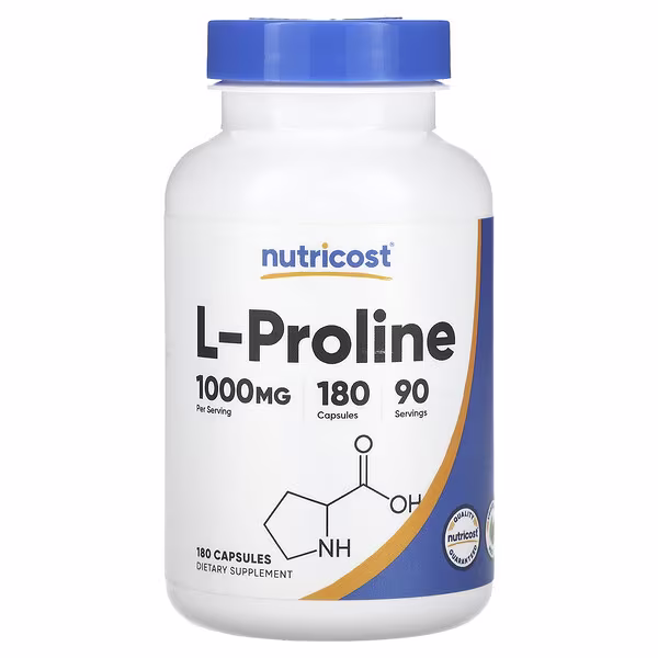 Nutricost, L-Proline, 180 Capsules (500 mg per Capsule)
