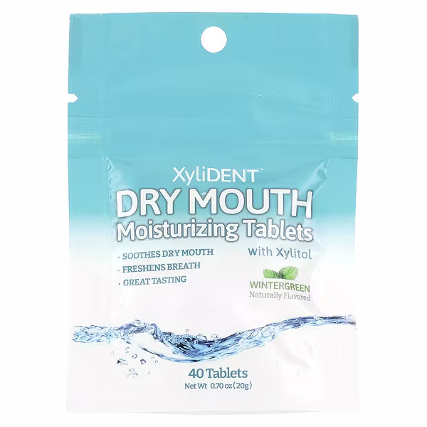 XyliDENT, Dry Mouth Moisturizing Tablets with Xylitol, Wintergreen, 40 Tablets