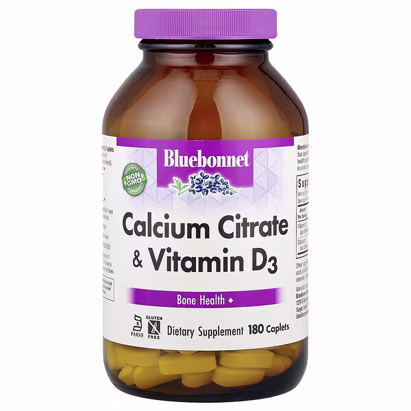Bluebonnet Nutrition, Calcium Citrate & Vitamin D3, 180 Caplets