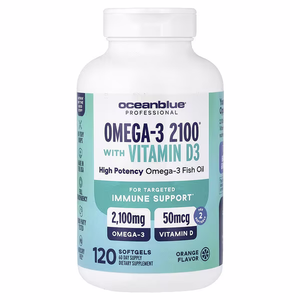 OceanBlue, Professional, Omega-3 2100® With Vitamin D, Orange, 120 Softgels