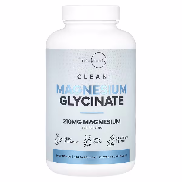 TypeZero, Clean, Magnesium Glycinate, 180 Capsules (70 mg per Capsule)