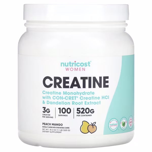 Nutricost, Women, Creatine, Peach Mango, 1.1 lb (520 g)