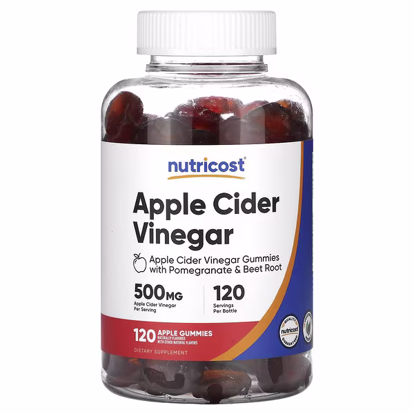 Nutricost, Apple Cider Vinegar Gummies, Apple, 500 mg, 120 Gummies