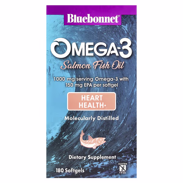 Bluebonnet Nutrition, Omega-3 Salmon Fish Oil, 1,000 mg, 180 Softgels
