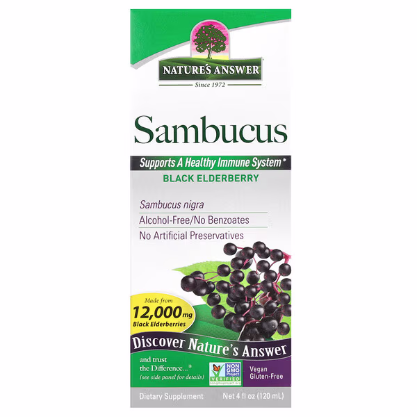 Nature's Answer, Sambucus, Black Elderberry, Alcohol-Free, 2,500 mg, 4 fl oz (120 ml)