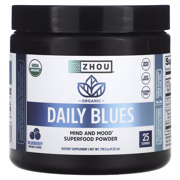Zhou Nutrition, Organic Daily Blues, Blueberry, 4.22 oz (119.5 g)